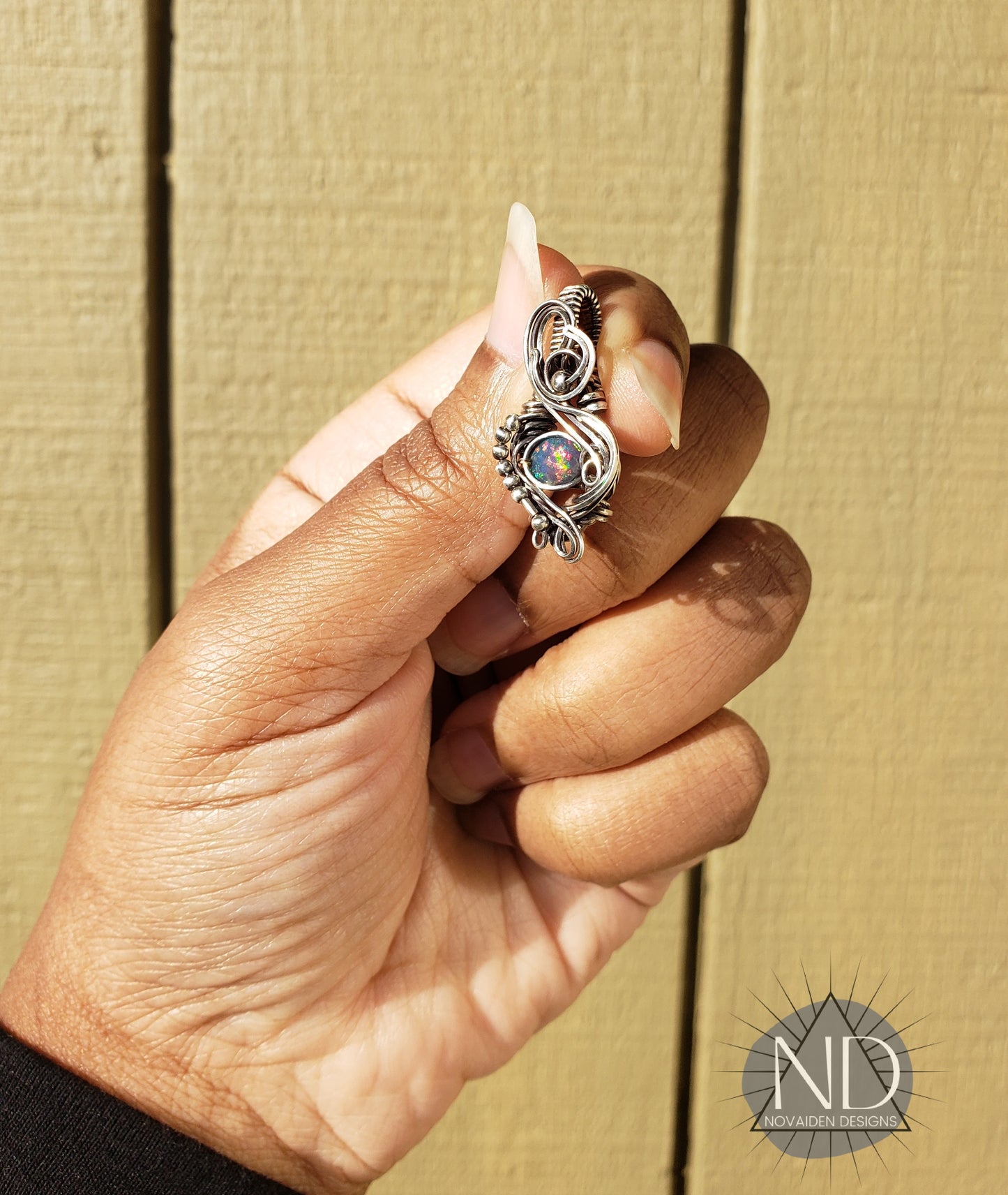 Faceted Black Ethiopian Opal in Sterling Silver Pendant