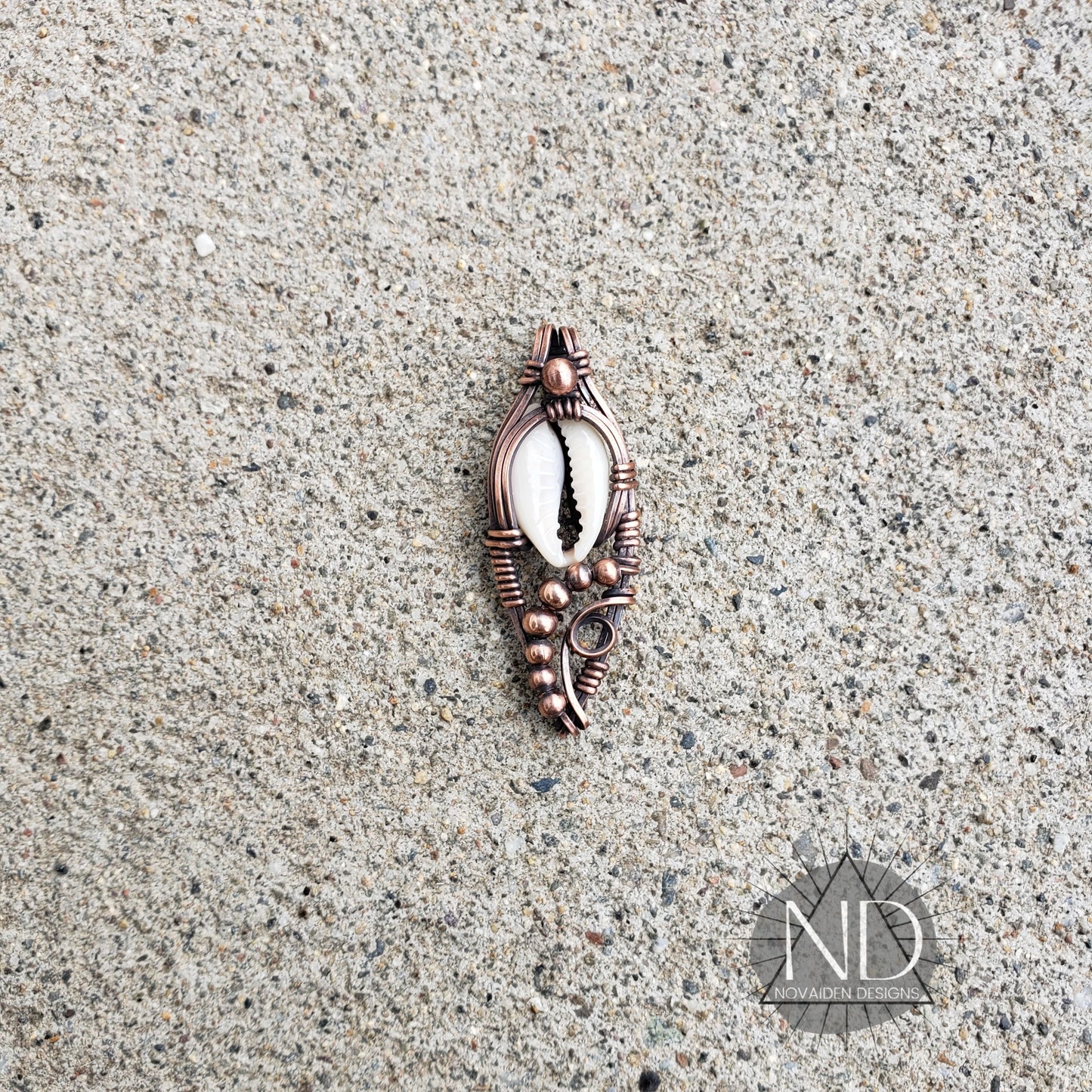 Cowrie Shell in Solid Copper Pendant
