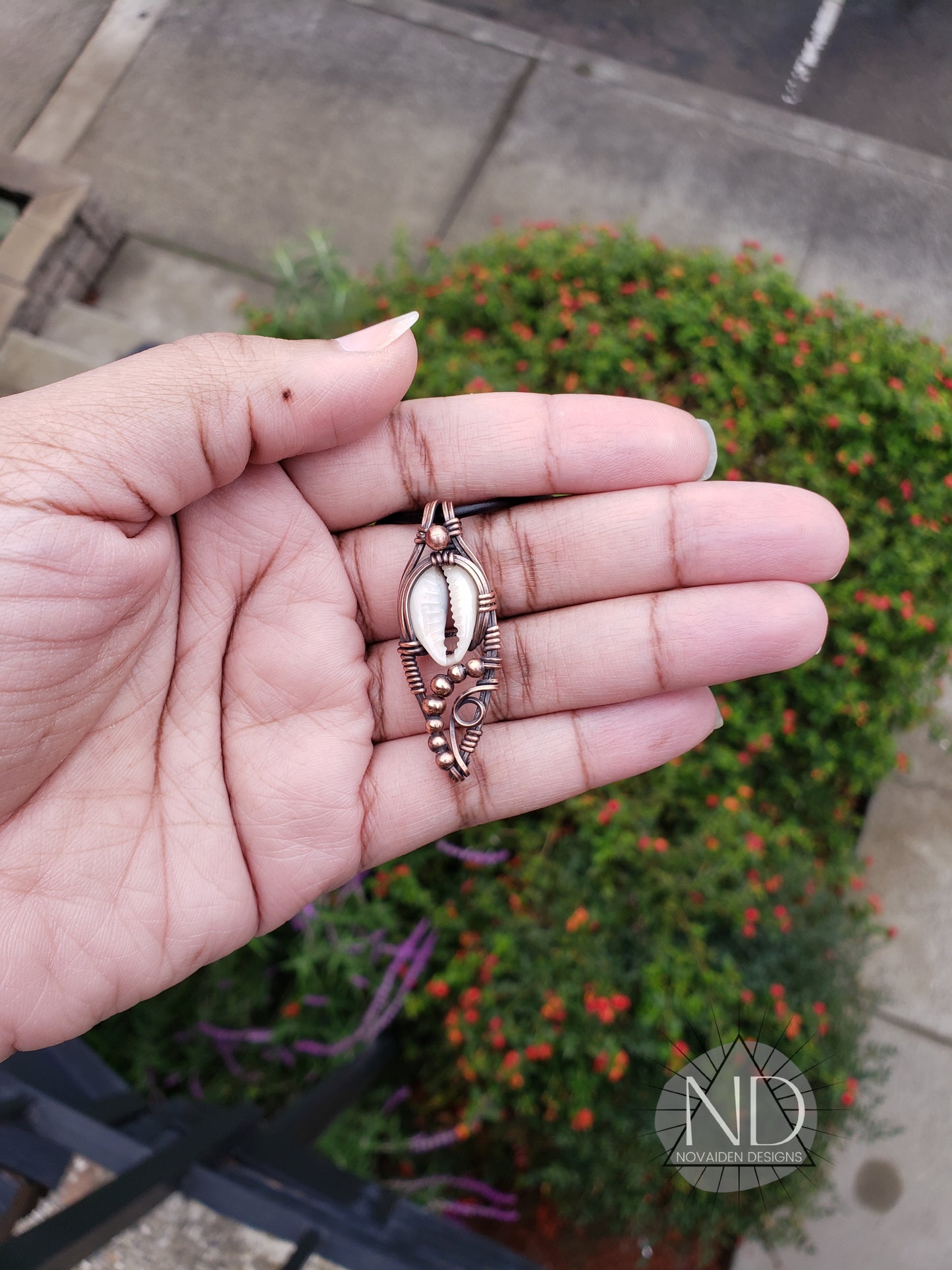 Cowrie Shell in Solid Copper Pendant