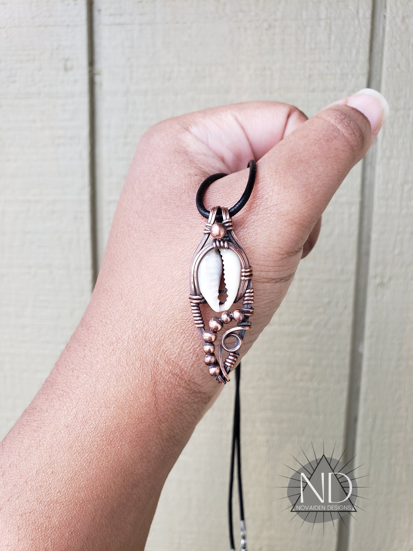 Cowrie Shell in Solid Copper Pendant