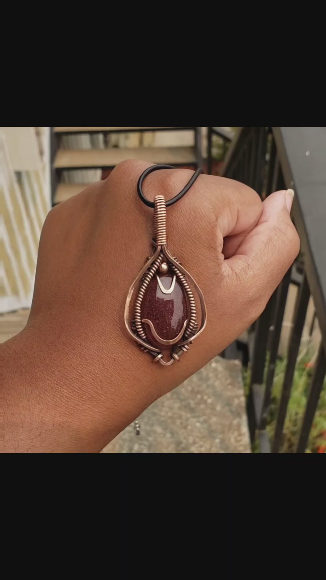 Load and play video in Gallery viewer, Strawberry Quartz in Solid Copper Pendant
