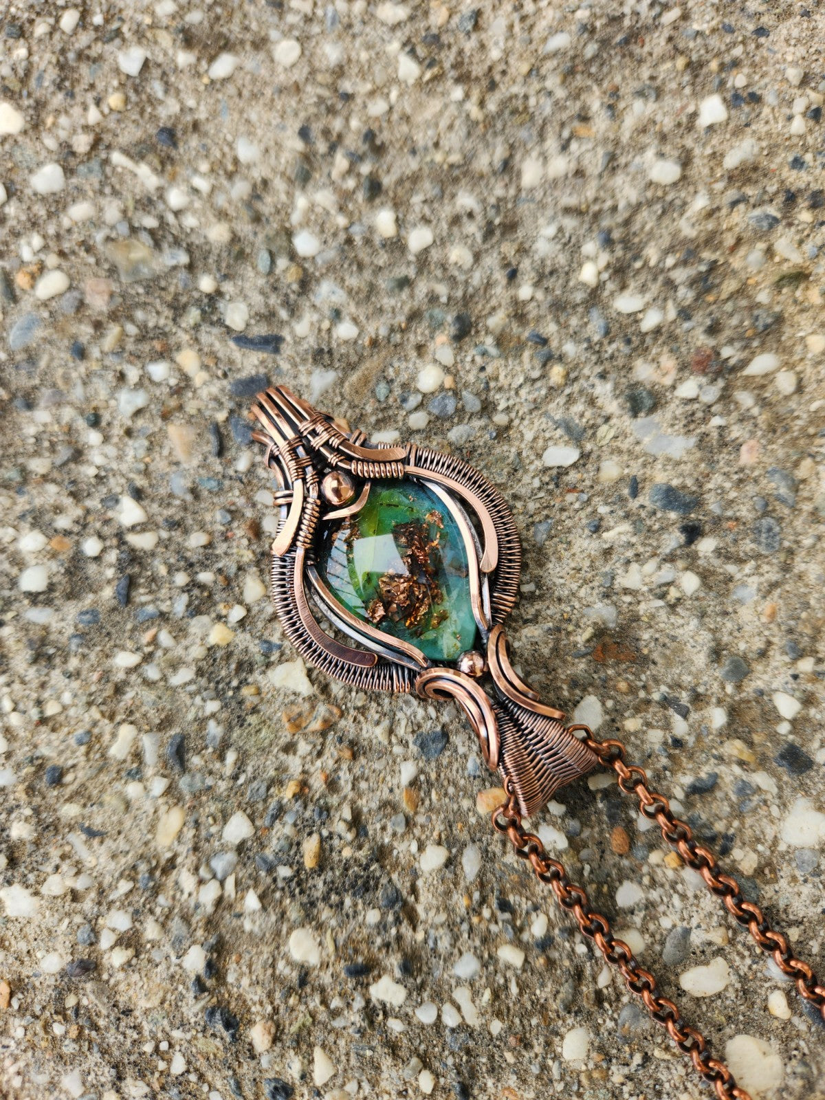 Load image into Gallery viewer, Petrified Opalized Wood with Native Copper Pendant
