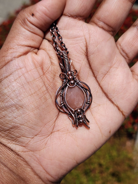 Faceted Peach Moonstone Pendant