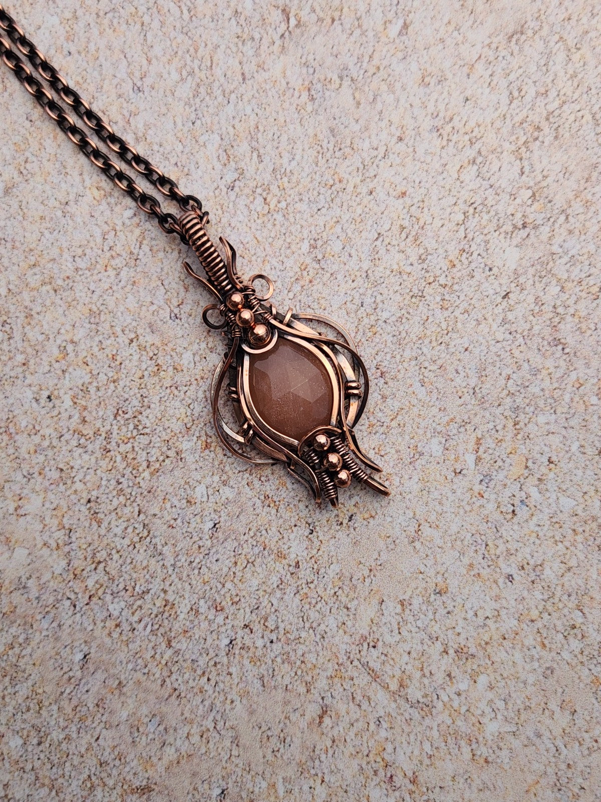 Faceted Peach Moonstone Pendant