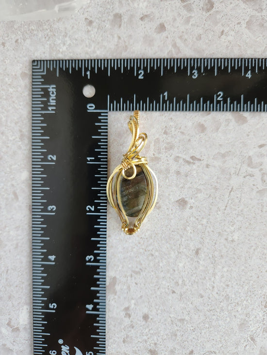 Rainbow Labradorite in Brass Pendant