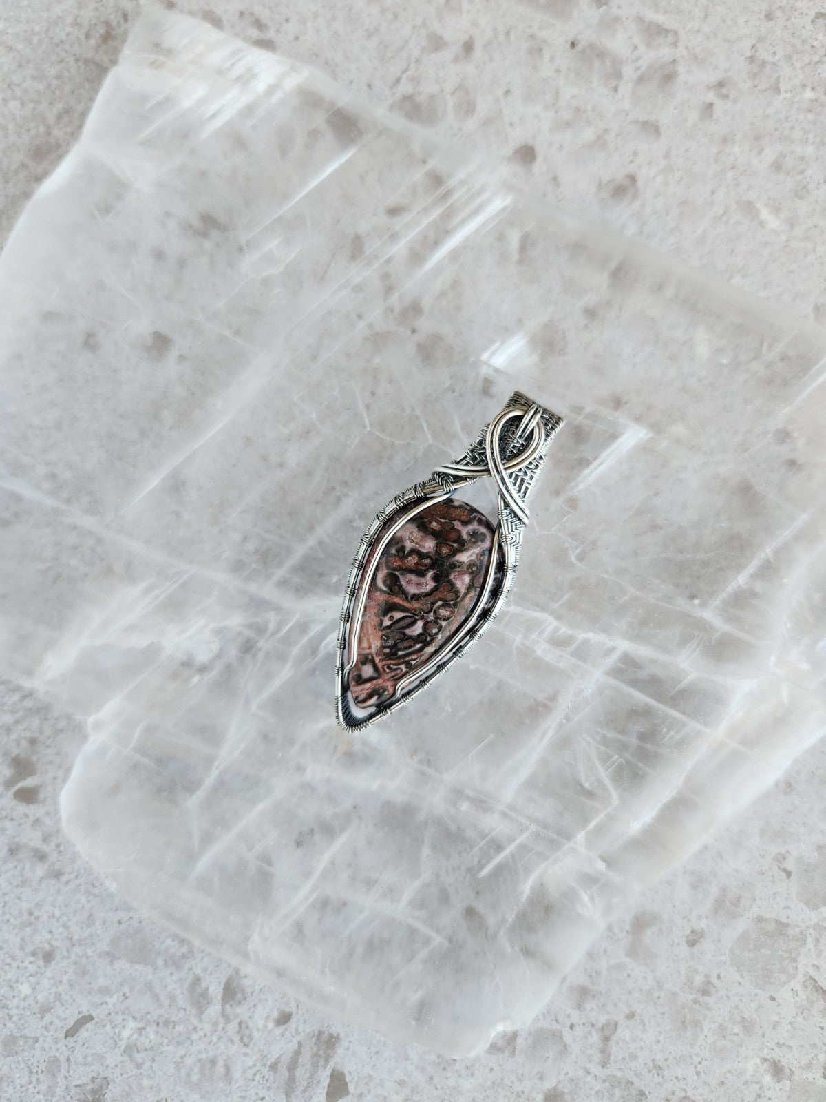 Leopard Skin Jasper in Silver Pendant