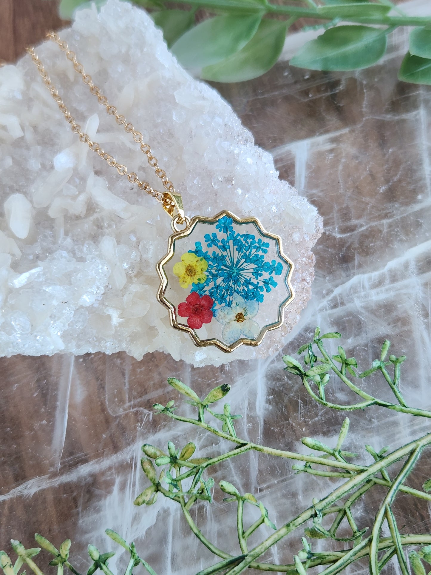 Pressed Flower in Resin Necklace