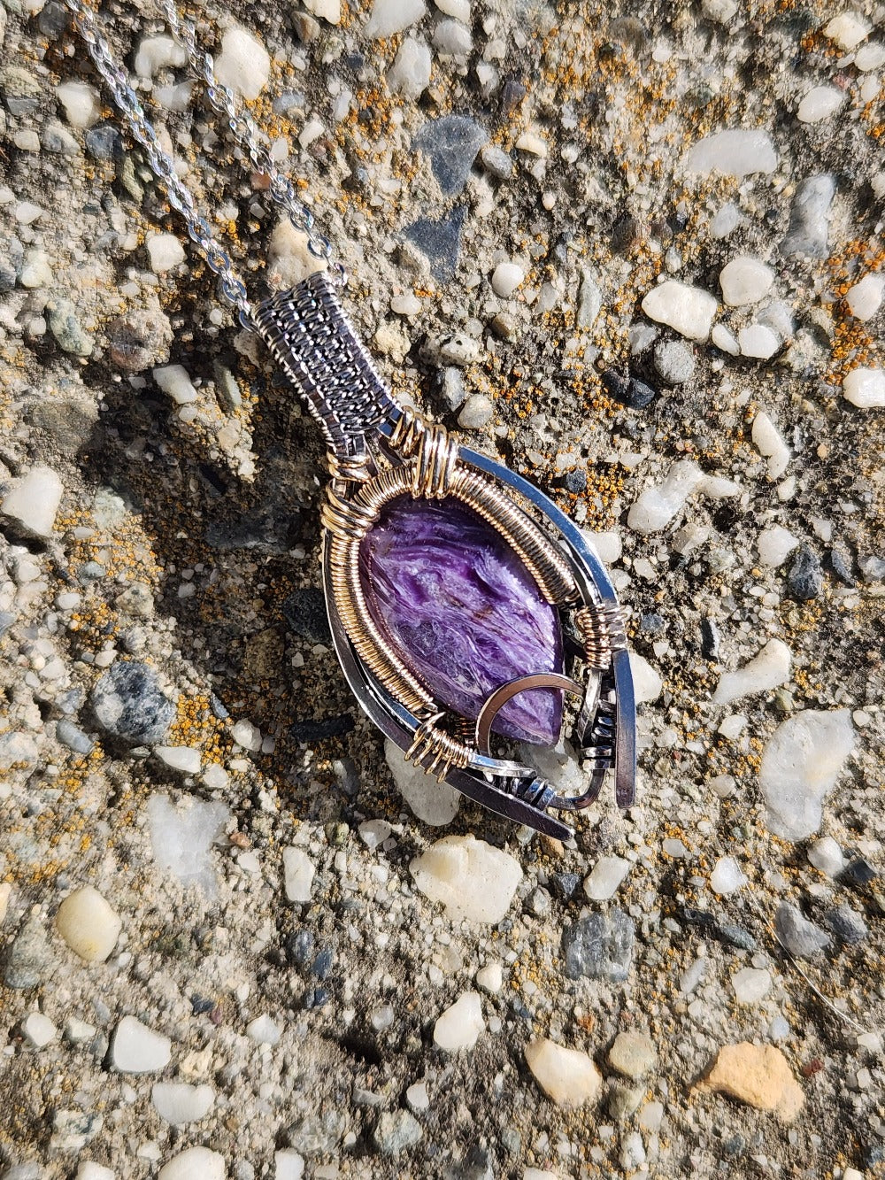 Charoite Mixed Metal Amulet