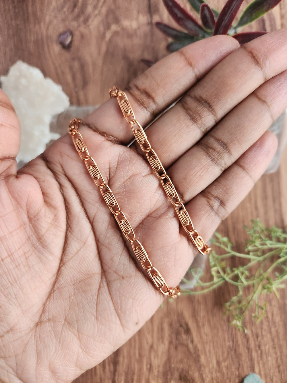 Copper Scroll Link Chain Necklace