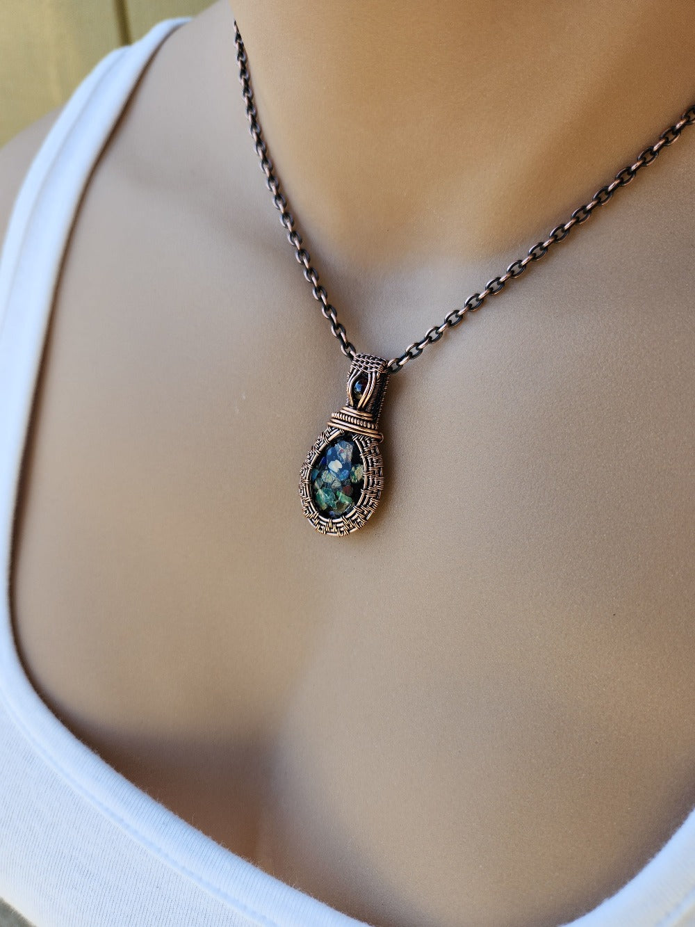 Load image into Gallery viewer, Opal Composite &amp;amp; Garnet Pendant

