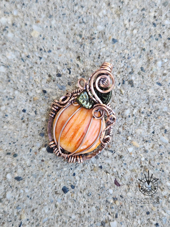Spiny Oyster Shell Copper Pumpkin pendant