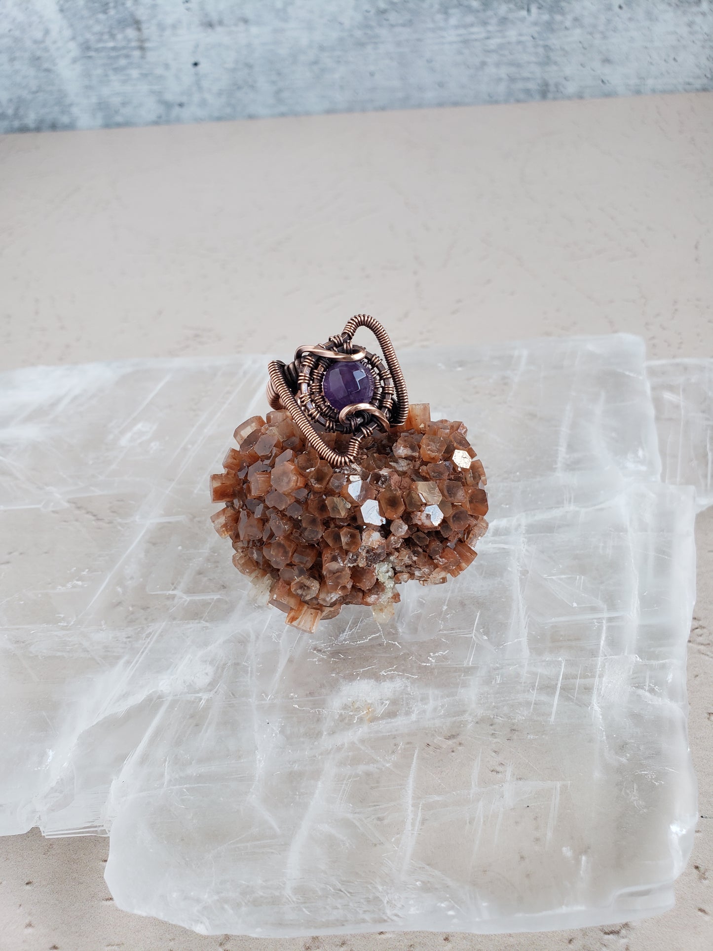 Faceted Amethyst in Solid Copper Ring