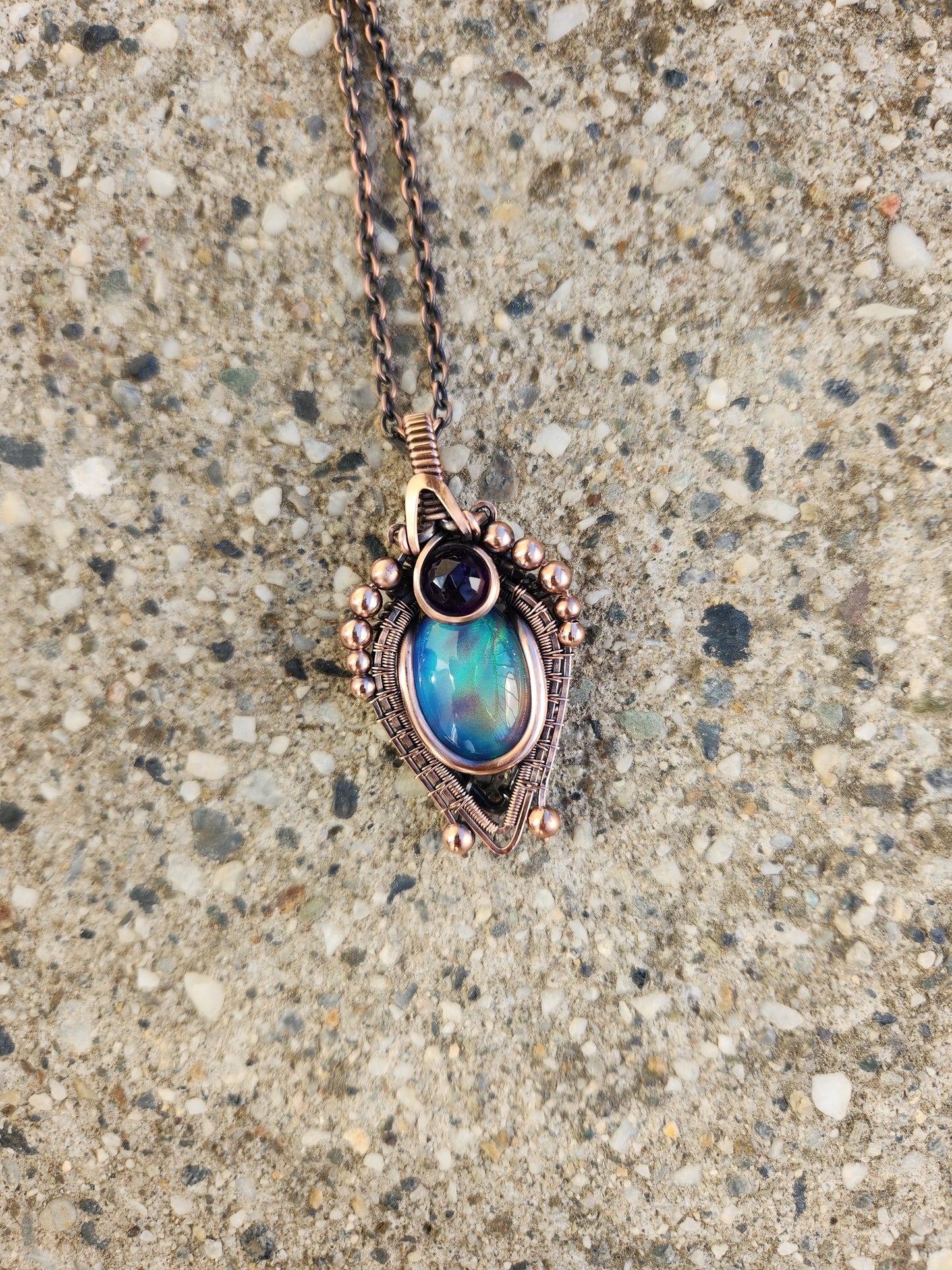 Aurora Opal & Amethyst Pendant