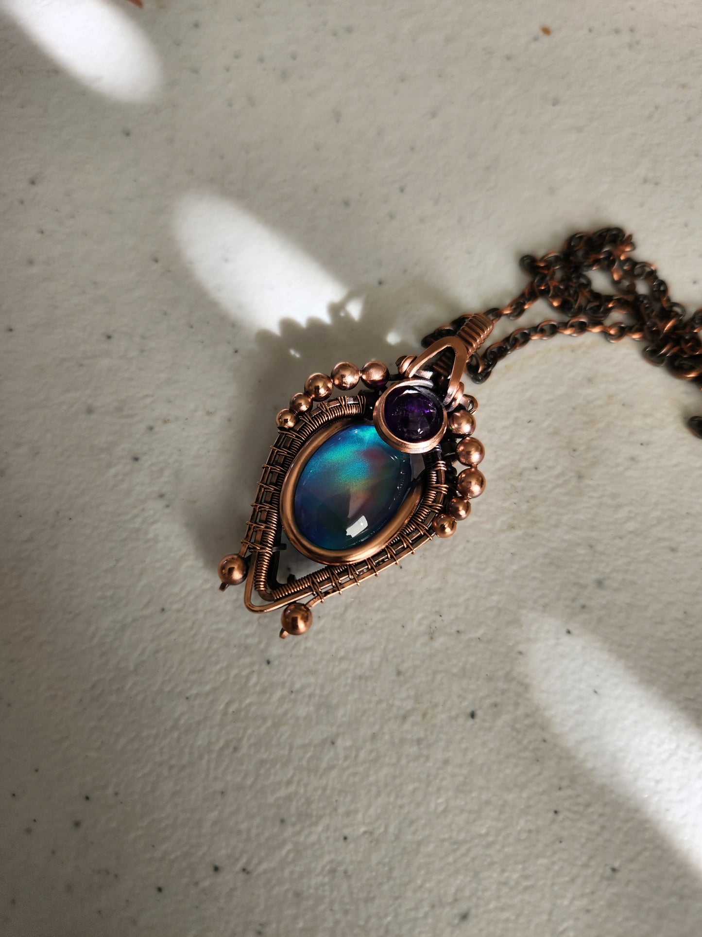 Aurora Opal & Amethyst Pendant