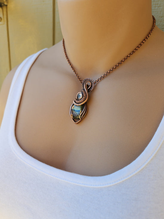 Labradorite & Zirconia Pendant