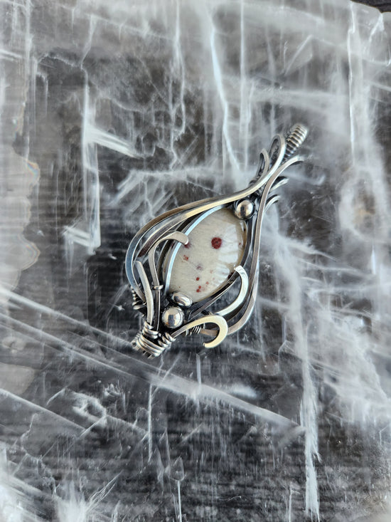 Sterling Silver Cinnabar in Quartz Talisman