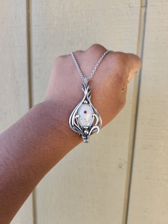 Sterling Silver Cinnabar in Quartz Talisman