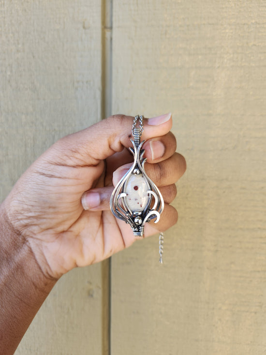 Sterling Silver Cinnabar in Quartz Talisman