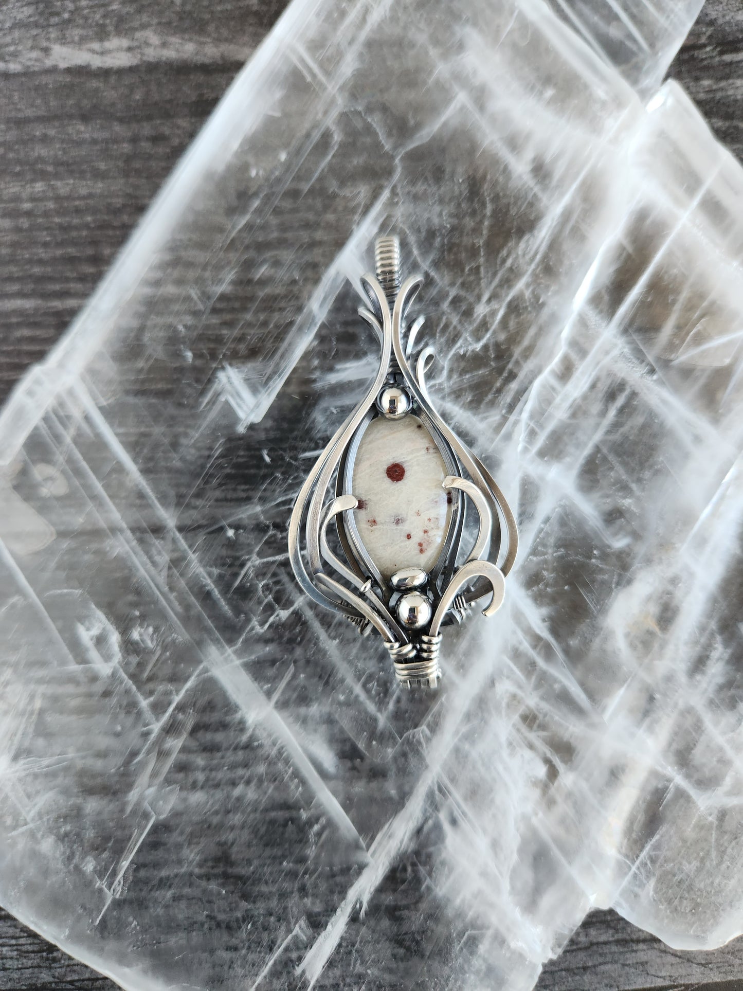 Sterling Silver Cinnabar in Quartz Talisman