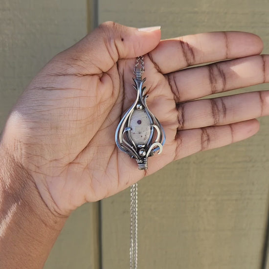 Load and play video in Gallery viewer, Sterling Silver Cinnabar in Quartz Talisman
