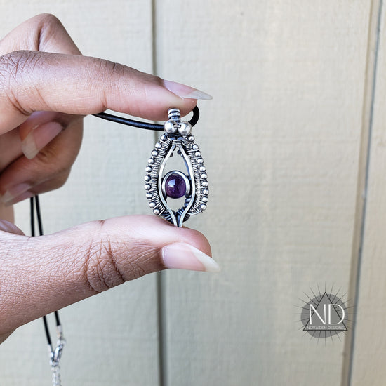 Amethyst in Solid Sterling Silver Pendant