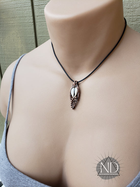 Cowrie Shell in Solid Copper Pendant