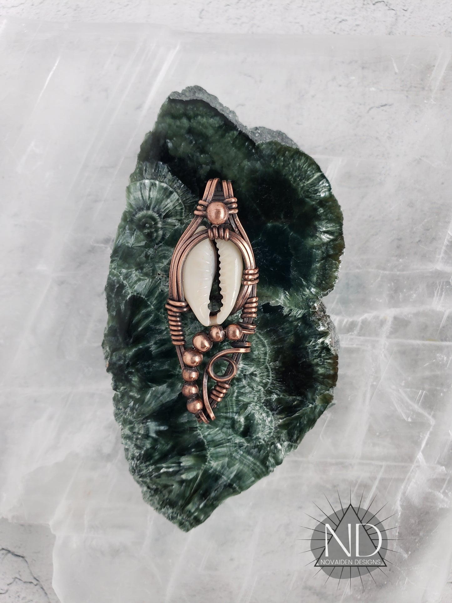 Cowrie Shell in Solid Copper Pendant