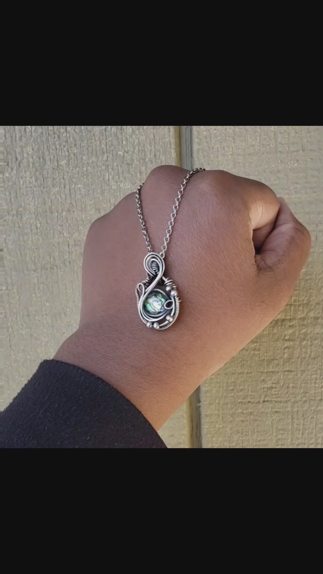 Load and play video in Gallery viewer, Faceted Abalone &amp;amp; Crystal Doublet in Solid Sterling Silver Pendant
